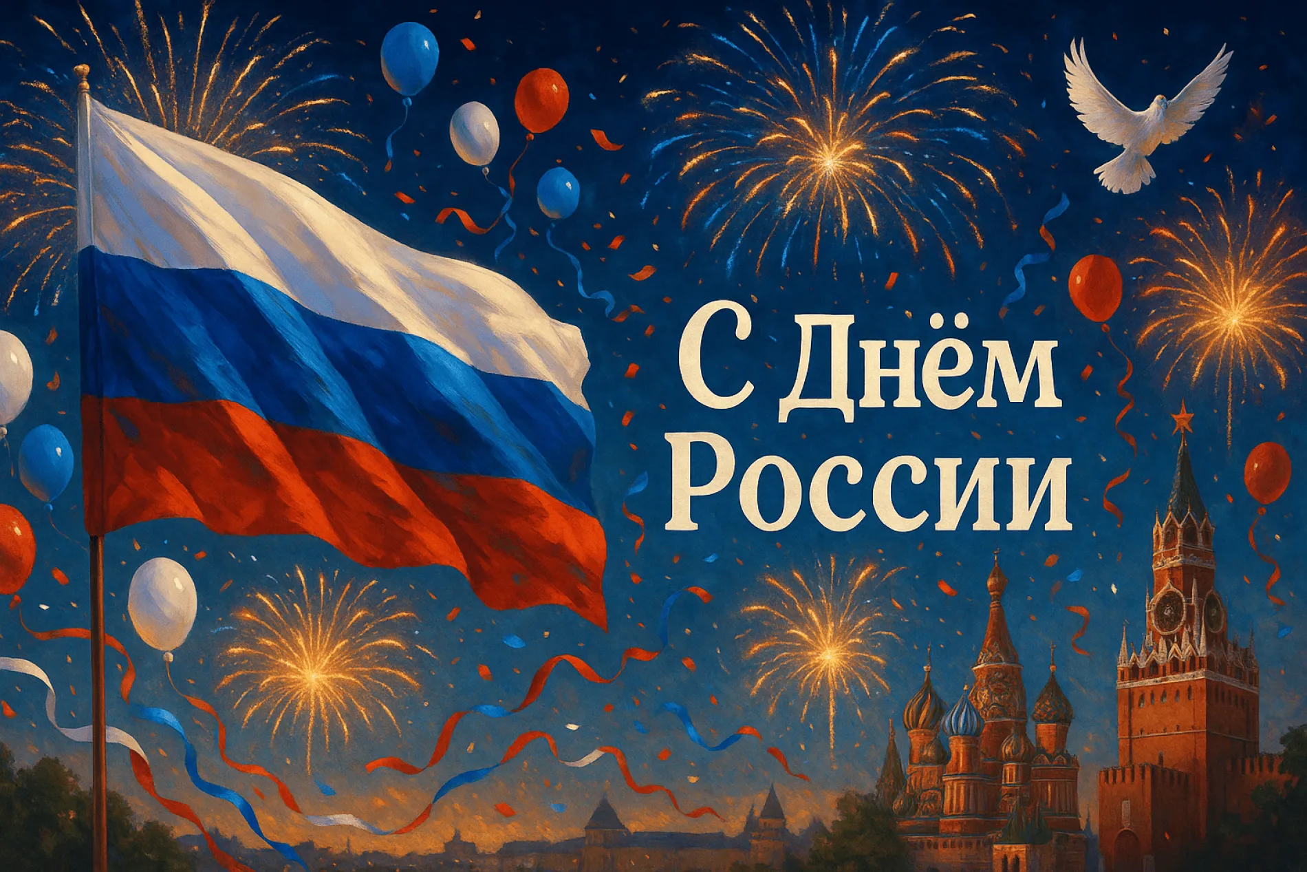 Красивые открытки с Днем России 2025