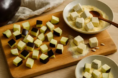 Салат с хрустящими баклажанами