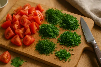 Салат с хрустящими баклажанами