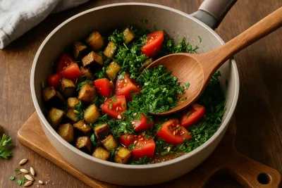 Салат с хрустящими баклажанами