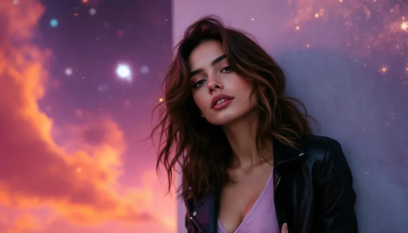 Девушка на фоне звездного неба - гороскоп